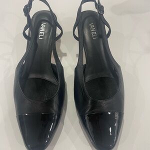 Vaneli Black Patent Slingback Heels
